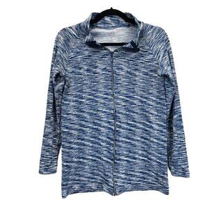 Soho Sport Women's Spacedye Blue White Rhinestone Full Zip Active Jacket Sz L